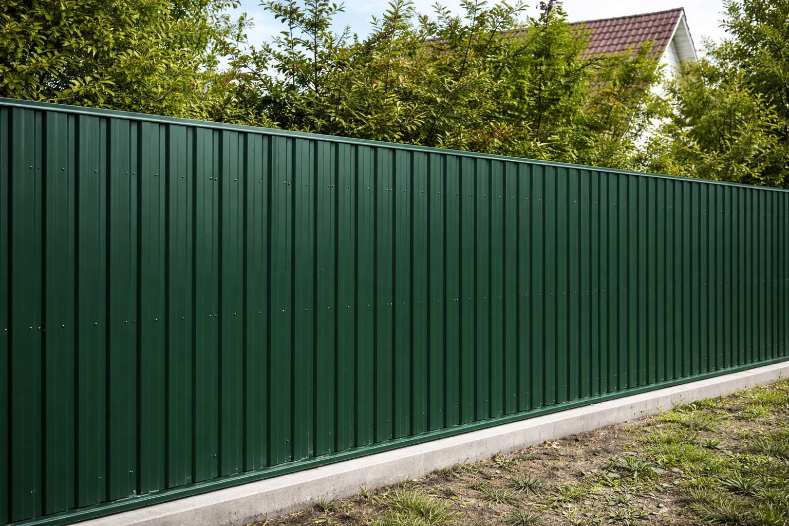 Забор из профнастила МП35 для складского объекта